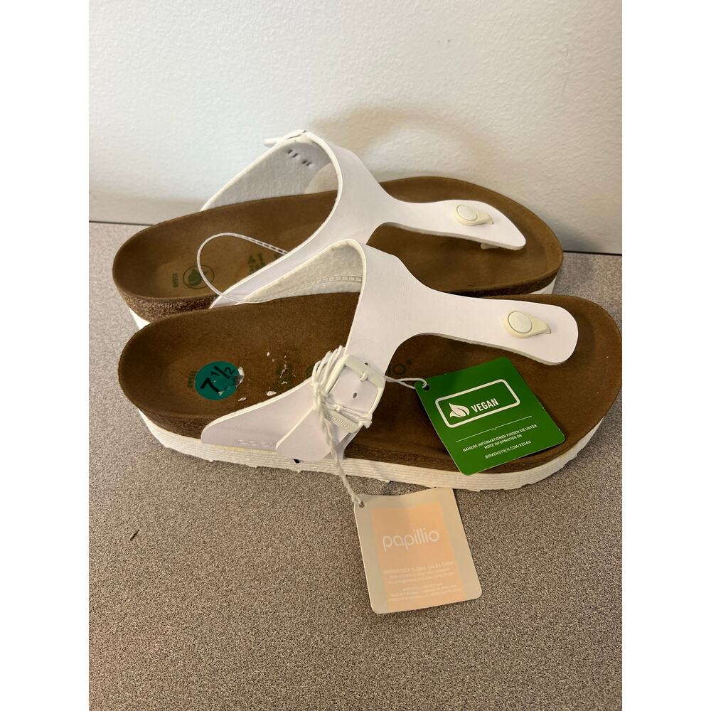 Papillio Birkenstock Gizeh Platform Vegan White Sandals EU 41 US 10 NWT
